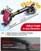 YRU True Military-Grade [360° Rotation Suction] 2026 Ultimate Car Phone Holder Mount 【90+LBS Safest Strongest & Patent Certs】 Dashboard Windshield Vent for iPhone 17 16 Pro Max Samsung, Red