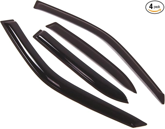Outside Mount Window Vent Visors Rain Guards Compatible with Chevrolet Prizm 1998-2002 | Side Window Wind Deflectors Rain Shields | Black Tinted, 4 Pcs Set, BGWV-080-2