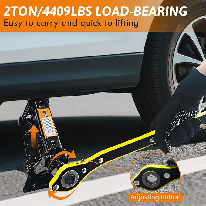 Scissor Car Jack 2 Ton Heavy Duty Portable Emergency Univeral Jack Kit with Hand Crank,Lug Wrench & Sockets,Compact Steel Frame Jacks for Car SUV Roadside Tire Change Tool