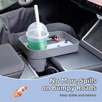 Car Seat Snack Tray for Kids Toddler Travel,Cup Holder Expander for Car,Toddler Travel & Road Trip Accessory for Mess-Free Snacking in The Car (Gray)