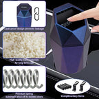 Car Trash Can, Car Trash Bin with Lid, Car Accessories for Women Interior, Car Garbage Can with Additional 2 ABS Hooks and 60pcs Trash Bags, Suitable for Home, Office, Car Organizer, Blue Purple