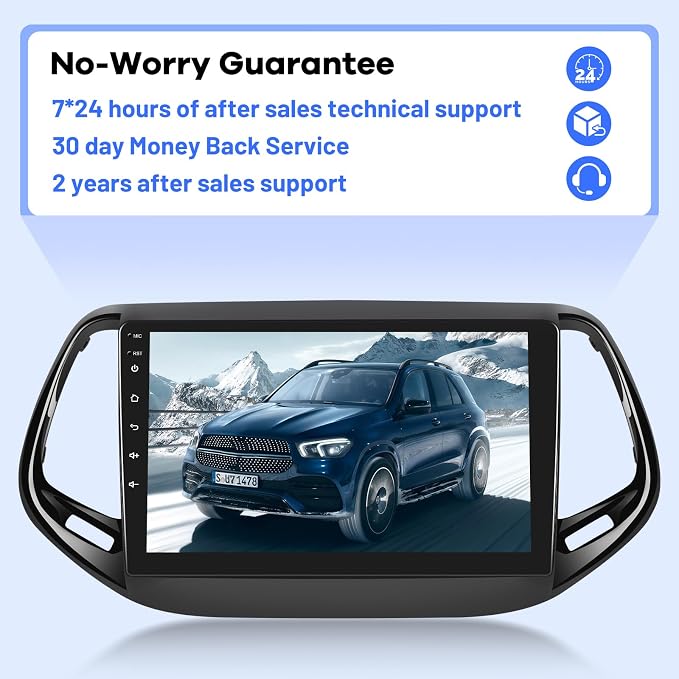 [2G+64G] Car Radio for Jeep Compass 2017-2020, 10 inch Touch Screen Android 13 Stereo, Carplay/Android Auto/EQ Audio/SWC/Bluetooth +AHD Backup Camera
