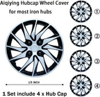 Hubcap Wheel Cover Replacement R15 Hub Caps Universal-Fit Steel Wheel Rim Cover ABS Material Exterior Accessories for Car Truck SUV -Set of 4（15-inch，Silver-Black）