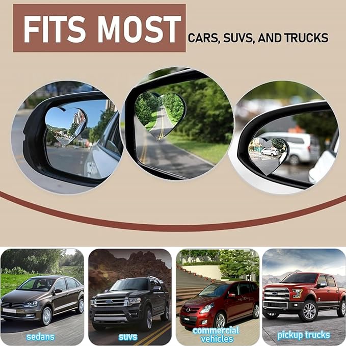 Heart Shaped Blind Spot Mirrors 2 Pack, Large Wide Angle Convex Mirror for Car Side Mirror Blindspot - Enhanced Safety Rear View Mirror Accessories, Universal Fit for Cars SUVs Trucks (2.36"×2.2")