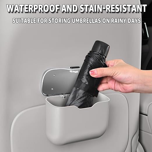 Car Trash Can, Waterproof Multi‑Functional Auto Trash Bin for Door/Console/Seat Back, Universal Vehicle Garbage Can for Car/Truck/SUV Drivers (Gray)
