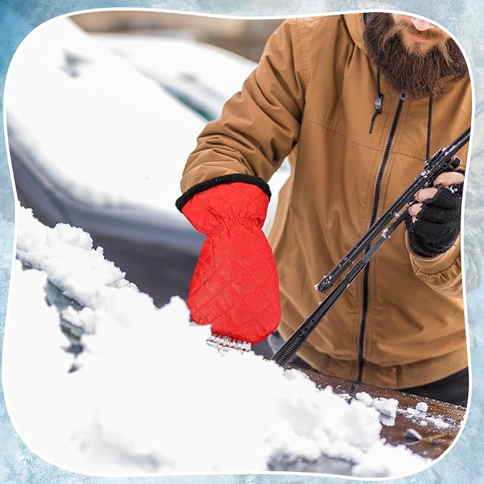 Ice Scraper with Glove Waterproof Ice Scrapers for Car Windshield No Scratch Comfortable Removal Snow Mitt Glove Windproof Warm for SUV Vehicle Truck Snow Quickly Removal