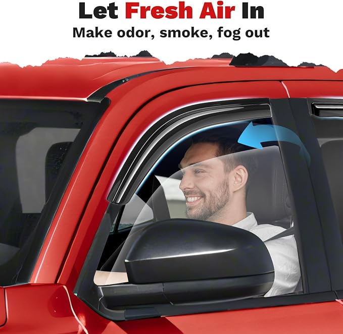 Window Visors Rain Guards for 2025 2026 Toyota 4Runner Accessories, Outside-Mount Tape-On Side Window Wind Deflectors Vent Visors Shades Rainproof 4PCS