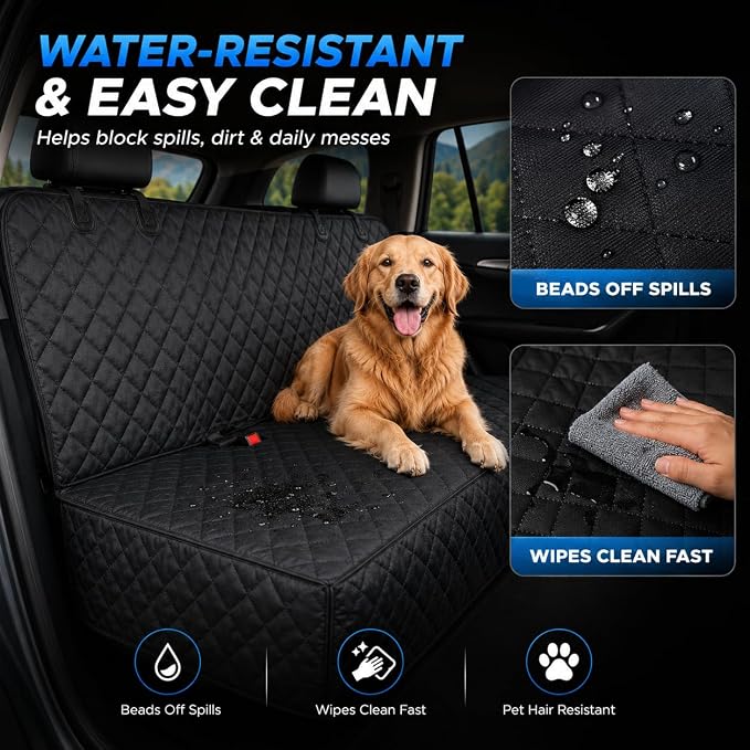 fidozen Waterproof Dog Car Seat Cover for Back Seat: Suitable for Small and Large Dogs, Hammock and Pet Protector, Backseat seat Cover (Full Bench, Extra Large(64" W))