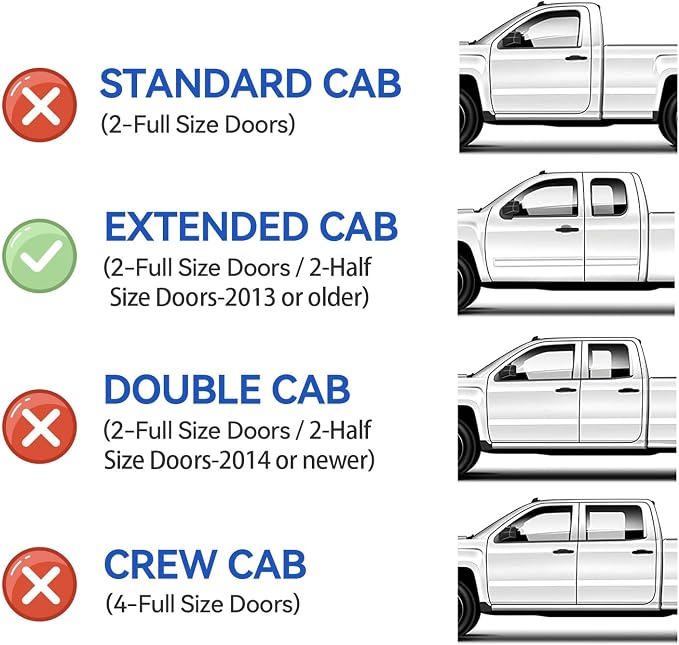 Window Rain Guards for 2007-2013 Chevy Silverado & GMC Sierra 1500 for Extended Cab, Window Visor Vent Wind Shade Deflector Shield Protector Sun for 07-14 Silverado & Sierra 2500 HD/ 3500 HD, Tape-on