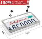 Sparkly Bling Stainless Steel License Plate Frames for Women, 1PCS | Over 1000 pcs 14 Facets Bedazzled Clear Glass Diamond Rhinestone Crystals w/Free Glitter Diamond Box (White)