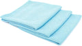 Standard Waffle Weave Towels, Microfiber Detailing, Window/Glass and Drying, Wax & Polish, Lint-Free, Streak-Free, 370gsm, 16in x 16in, Light Blue (3-Pack)