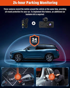 3 Channel Dash Camera for Cars, 4K+1080P Full HD Dashboard Camera, Dash Cam Front and Rear Inside with 32GB SD Card,2.0 inch IPS Screen, IR Night Vision,G-Sensor,Loop Recording,24H Parking Monitor