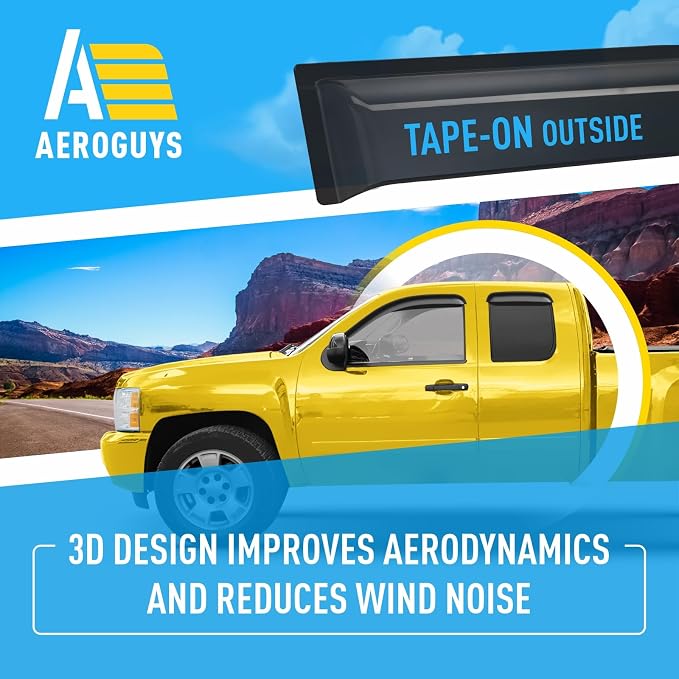 Extra Durable Window Deflectors Tape-On Window Visors Rain Guards Fit for Chevrolet (Chevy) Silverado 1500 2007-2013 Extended Cab,Sun Visors,Wind Vent for Shades, Exterior Car Accessories- 4pcs.AG0014