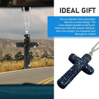 Bling Cross Car Mirror Hanging Accessories, Crystal Rhinestone Rear View Mirror Pendant, Religious Rearview Mirrors Decoration Charm, Car Hanging Ornament, Auto Interior Accessories (Black)