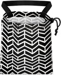 Car Trash Bag Hanging Back of Seat Waterproof Small Cute Printed One-Handed Strap Drawstring Garbage Bags for Car-Black White