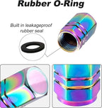 Colorful Aluminum Tire Stem Valve Caps Wheel Valve Covers Car Dustproof Tire Cap Cover Accessories, Universal for SUV, Car, Bike and Motorcycle，Hexagon Shape (4PCS)