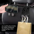 Car Seat Headrest Hook, Universal Leather Cute Hanger Holder Hook, Storage Organizer Interior Accessories for Purse Bags Handbag Black Luxury Leopard