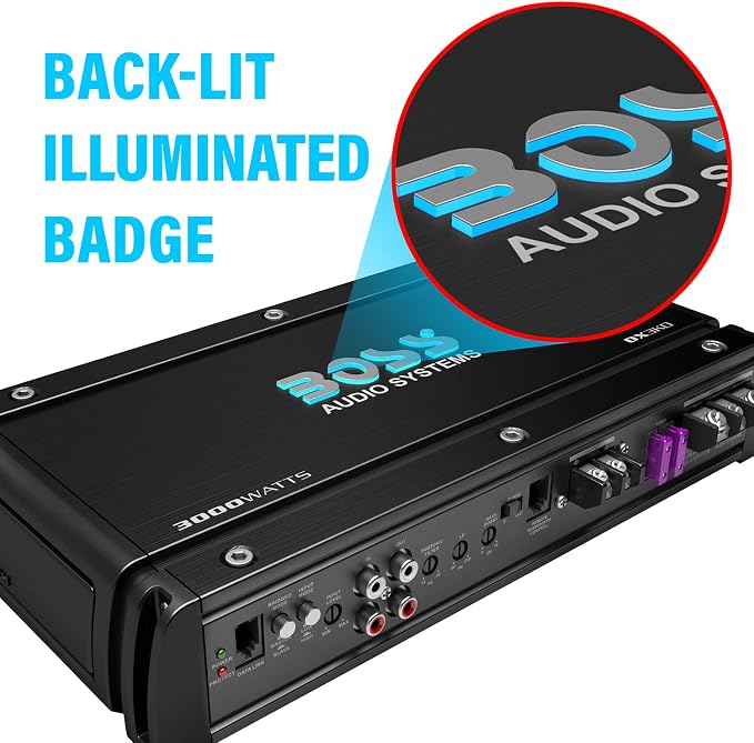 BOSS Audio OX3KD Onyx Model 3000 Watt High Output Monoblock Full Range Class D Amplifier with Variable Low Pass Crossover and Remote Control