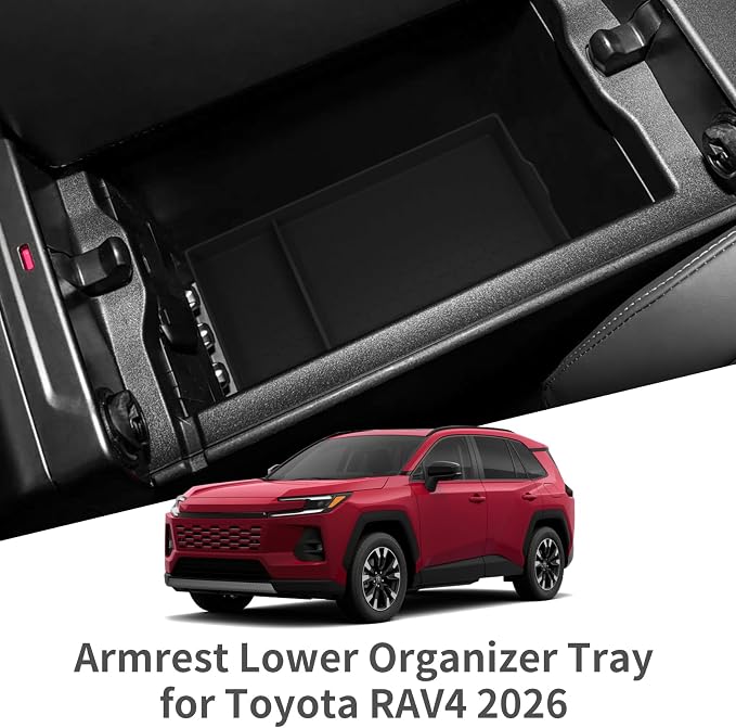 Center Console Bottom Organizer for Toyota RAV4 2026 Central Control Armrest Lower Storage Box Insert Tray Silicone Interior Auto Accessories Black