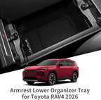 Center Console Bottom Organizer for Toyota RAV4 2026 Central Control Armrest Lower Storage Box Insert Tray Silicone Interior Auto Accessories Black