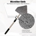 Conliwell Windshield Car Cleaning Tool, 13-16.7-inch Extendable Handle with 180-Degree Rotation and 4 Reusable Microfiber Cloth Heads, Suitable for Cleaning Car Windows Inside and Out (Black)