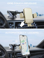 Wireless Car Charger, 15W Fast Charging Auto Clamping Car Charger Phone Mount Phone Holder fit for iPhone 15 14 13 12 11 Pro Max Xs, Samsung Galaxy S24 Ultra S23 S22 S21, S20, S10+, Khaki