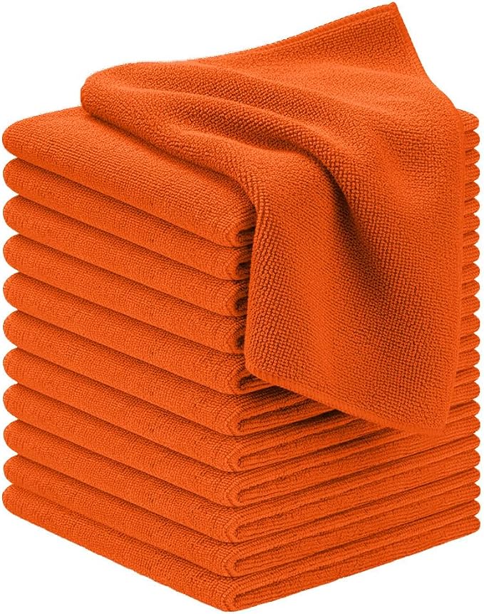 Microfiber Cleaning Cloths (Value Pack of 12) - Size 12 x 12 Inches, Highly Absorbent Cleaning Rags, Lint Free, Reusable and Washable, Microfiber Towels for Cars