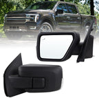 Left Driver Side Mirror Compatible With 2021-2026 Ford F150 With Manual Folding Power Glass Heated Blind Spot Turn Signal Puddle Light Matte Black Replace#ML3Z17683SA(11Pins)