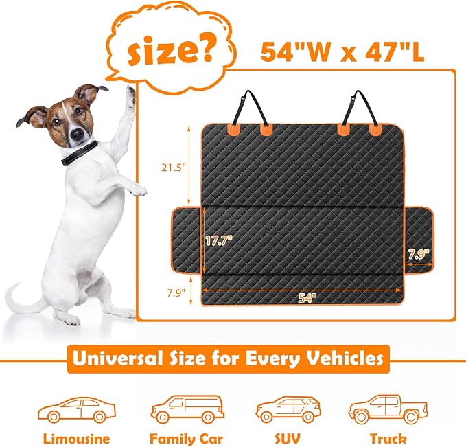 Dog Seat Cover for Back Seat Waterproof Dog Seat Covers for Cars, Car Seat Protector for Dogs, Nonslip Back Seat Cover for Trucks & SUV