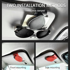 Magnetic Sunglass Holder for Car Visor,PU Leather Car Sunglass Holder Organizes Glasses Tickets Cards & Keeps Car Tidy,Universal Car Accessories Interior (Black)