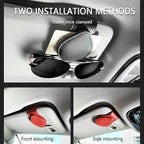Magnetic Sunglass Holder for Car Visor,PU Leather Car Sunglass Holder Organizes Glasses Tickets Cards & Keeps Car Tidy,Universal Car Accessories Interior (Red)