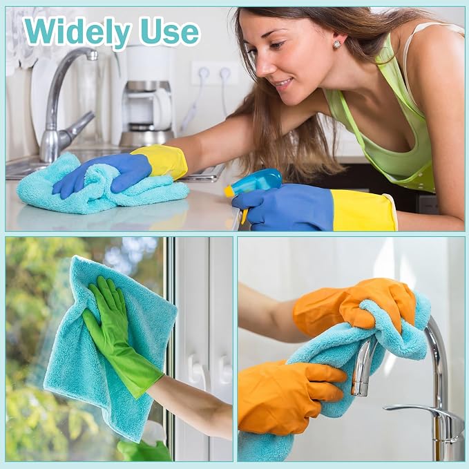 15 Pcs Car Microfiber Towels Buffing Drying Wash Cleaning Cloths Plush Large Towels Thick Care Polishing Detailing Waxing Scratch Proof Towel, 15.75 x 15.75 Inch (Light Blue)