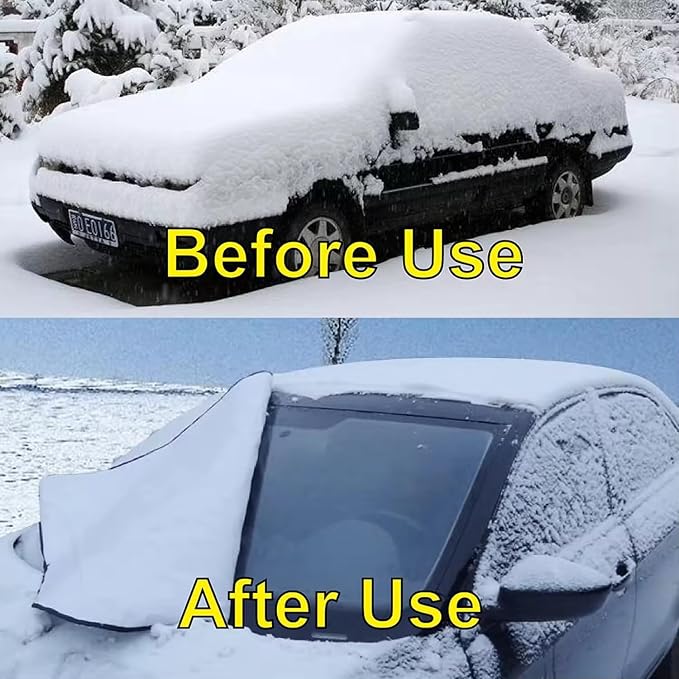 Car Windshield Snow Ice Cover with Side Mirror and Elastic Hook, 9 Magnetic Automotive Windshield Snow Frost Cover, Foldable Car Windshield Sun Shade for Most Cars, SUV/Truck/Pickup/MPV(63"x46"Inch)