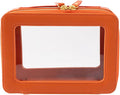 Toiletry bag waterproof cosmetic organizer with with handle large opening for travelling car organizers (Orange)