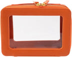 Toiletry bag waterproof cosmetic organizer with with handle large opening for travelling car organizers (Orange)