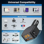 93W Retractable Car Charger, USB C Car Charger Fast Charging with PD PPS & QC 3.0, Multi Port Cigarette Lighter Adapter with Voltmeter for iPhone 17 16 15 Pro Max, Samsung S26/S25 iPad Pixel