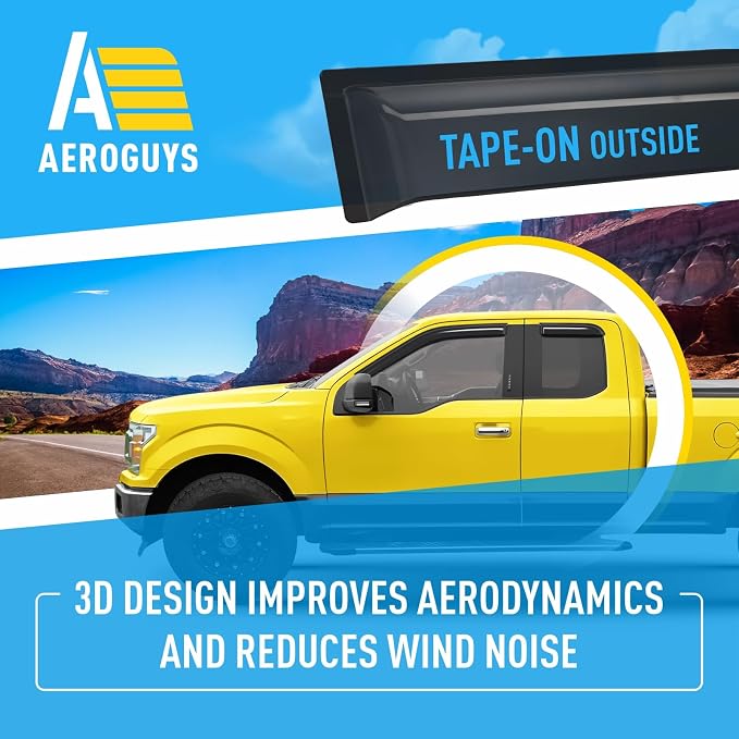 Extra Durable Window Deflectors Tape-On Window Visors Rain Guards Fit for Ford F150 2015-2026 SuperCab, Sun Visors, Wind Vent for Shades, Exterior Car Accessories - 4pcs. AG0721