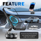 Magnetic Phone Holder for Car,360° Adjustable Car Phone Mount with Vacuum Suction Cups Compatible with iPhone 16/15/14/13/12,Cars Phones Holder Mount for Dashboards