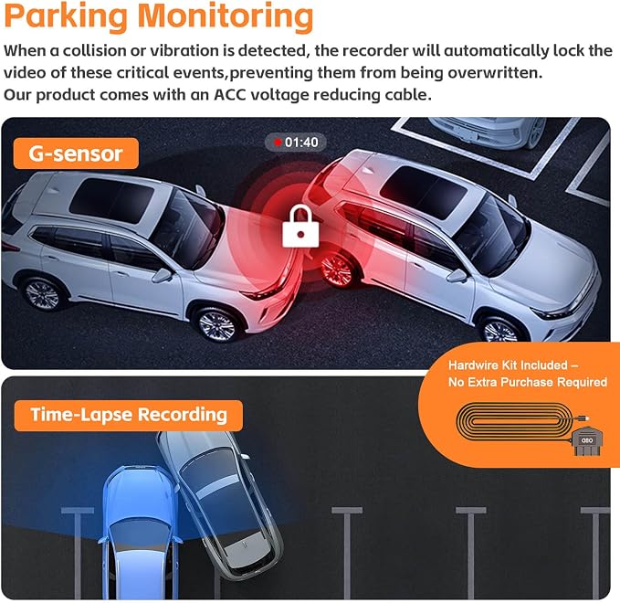 3 Channel Rear View Mirror Camera, 4K+1080P+1080P Front Inside and Rear Car Camera, 12" Touch Screen Backup Camera with 5GHz WiFi GPS, 24H Parking Mode, HDR Night Vision, G Sensor, Free 64G Card