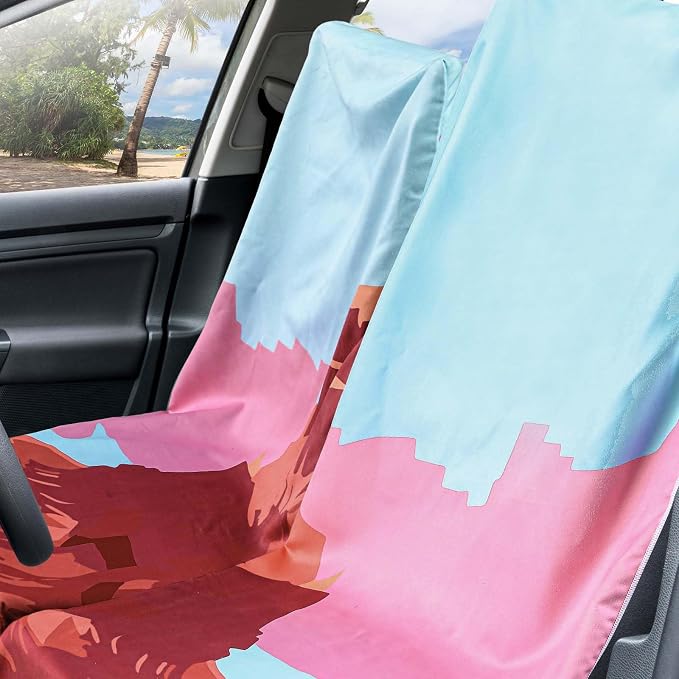 Car Seat Towel Covers with Storage Bag, 63 x 32 Inch Universal Non Slip Waterproof Sweat Protector for Car Truck, Gym Swimming Running, Machine Washable(2 Pack,Grand Canyon)