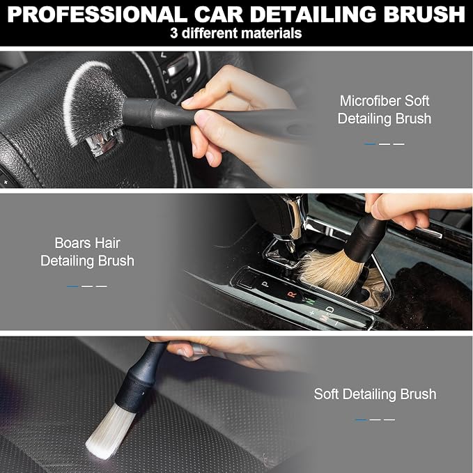 Car Detailing Kit, Car Interior Detailing Kit, Including 7Pcs Auto Detailing Brushs and 200g Cleaning Gel (25% More Than 160g) Storage Bag, Car Accessories