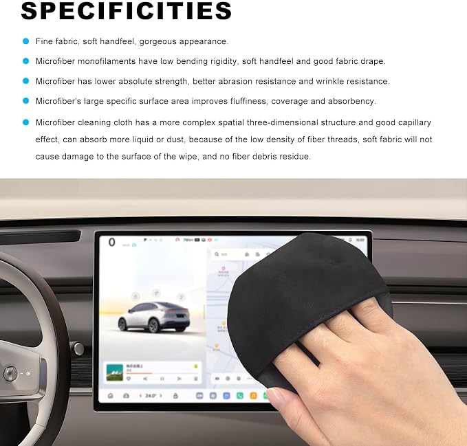 Car Screen Cleaner, 4.33"×4.33" Microfiber Auto Screen Cleaning Pad, Foldable Touch Screen Cleaner Cloth for Vehicle Dashboard LCD Display, Interior Car Accessories (Round, 2PCS)