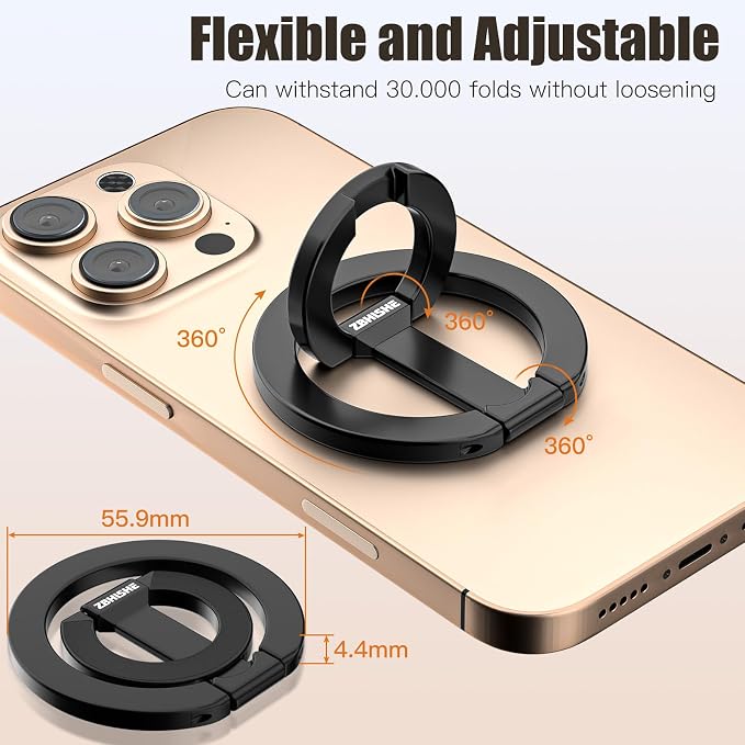 Magnetic Phone Ring for MagSafe Dual-Sided Magnetic Phone Grip Magnet Phone Stand Grip Compatible with iPhone 17/16/15/14/13 Pro Max Plus Mag Safe Accessory for Car Mounts
