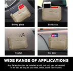 Car Seat Side Pocket Organizer, PU Leather Cell Phone Sunglasses Storage Pocket, Mini Seat Gap Filler Pouch for Auto Seat Door Window Console, Interior Car Accessories (Beige)