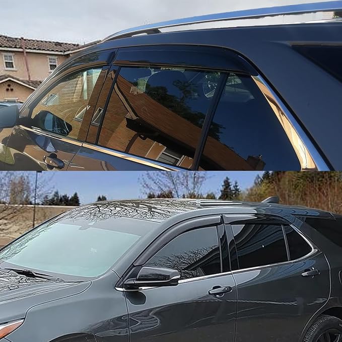 2018-2024 Window Visors Rain Guards for Chevrolet Equinox | Window Deflectors, Vent Visor, Sun Shades, Window Shields, Dark Smoke, Car Accessories
