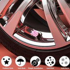 4PCS Crown Bling Tire Stem Valve Caps, Crystal Diamond Car Wheel Tire Valve Caps Universal Copper Core Stem Covers for Cars, SUV, Trucks, Bikes, Motorcycles, Bicycles (Pink)