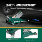 SATA 3-Ton (6,600 lb) Aluminum Floor Jack, Low-Profile Design with Dual-Piston Rapid Lift Pump, Tested for 1.5X Overload for Ultimate Safety, 30% Lighter Than Steel Model