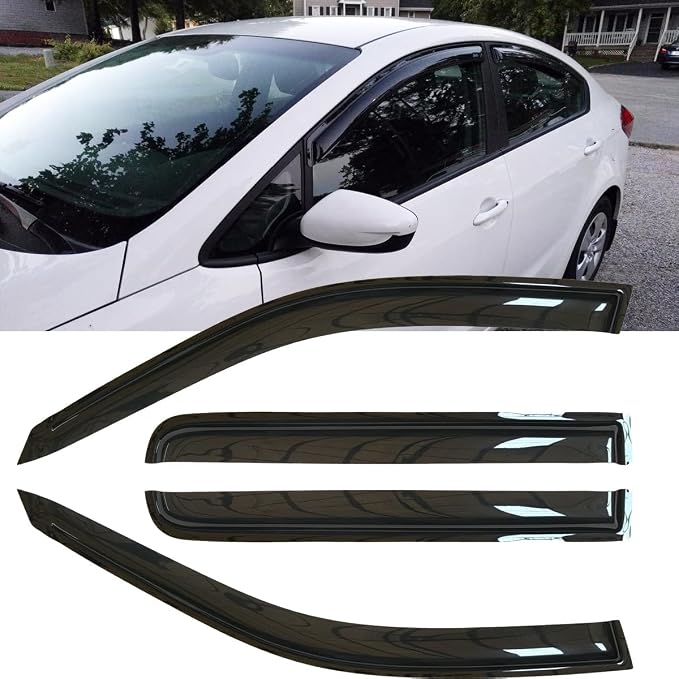 4pcs Original Shatterproof Rainproof Side Window Wind Deflectors for Kia Forte 14-18,Tape-on Rain Guards Sets,Good Looking Window Visors for Cars,Vent Deflector fit for 2014-2018 Kia Forte Sedan 94544