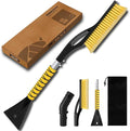 27" Snow Brush and Ice Scrapers for Car Windshield, Yellow | Detachable Windshield Scraper, Snow Removal Tool with Curved Connector & Ergonomic Foam Grip for Cars, Trucks, SUVs