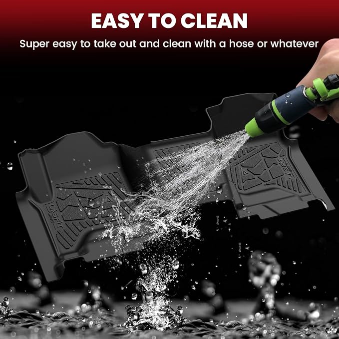 Floor Mats 2014-2018 for Chevy Silverado/GMC Sierra 1500, 2015-2019 2500HD 3500HD (Crew Cab Only/Bench Seat Only) All Weather TPE Custom Fit Car Floor Liners, with Carpet Floor Only